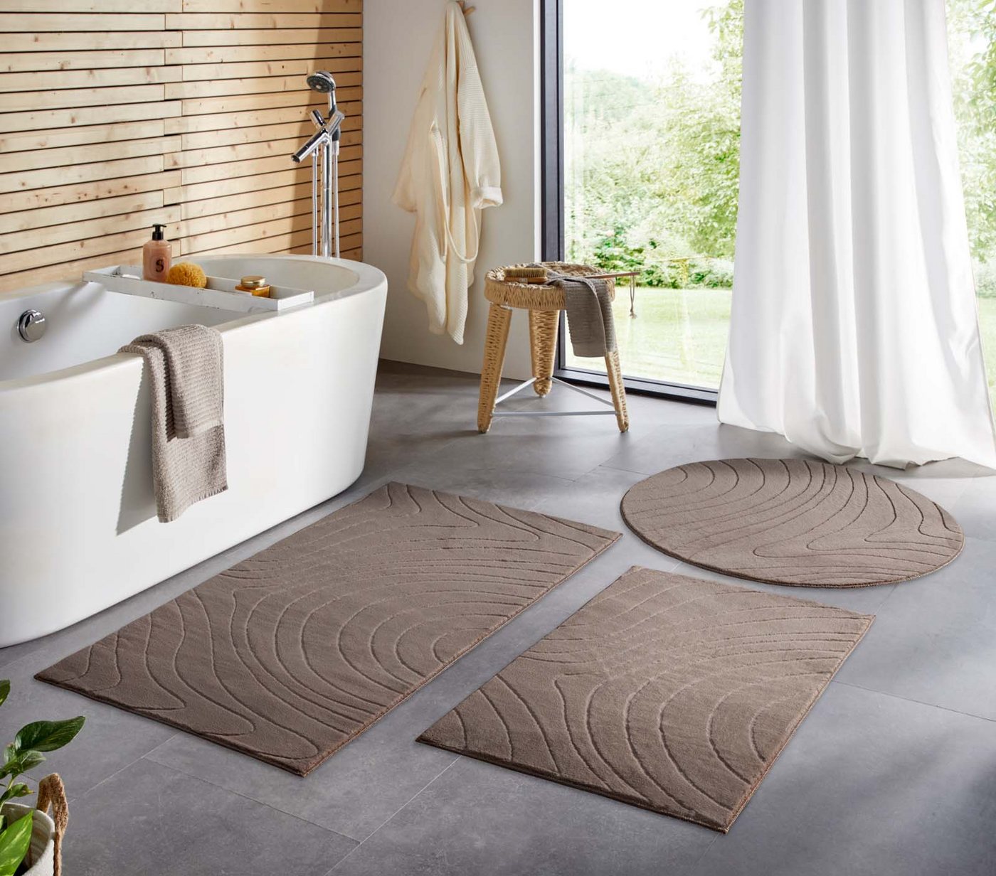 TaraCarpet Teppich TaraCarpet Homestyle 397 Organic, rechteckig, Höhe: 10 mm, Organic hoch-tief weich waschbar taupe 60x120