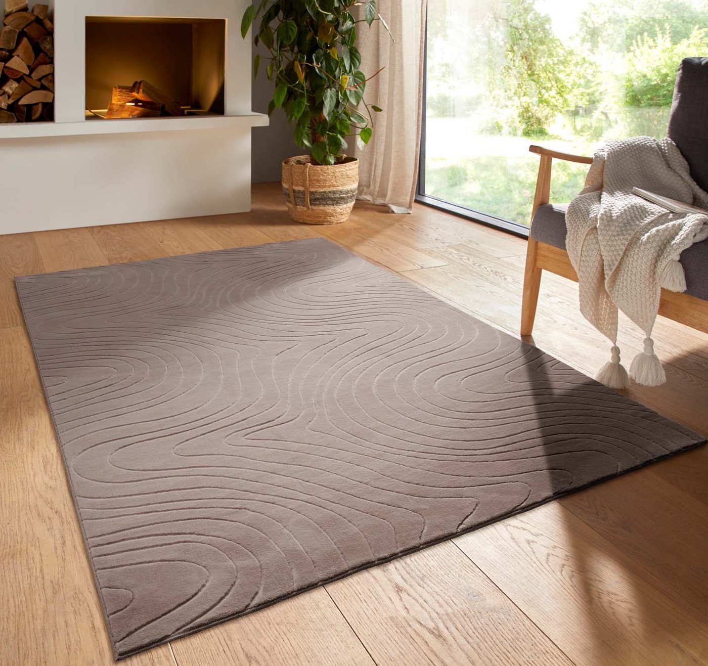 TaraCarpet Teppich TaraCarpet Homestyle 397 Organic, rechteckig, Höhe: 10 mm, Organic hoch-tief weich waschbar taupe 60x120 Bild 4
