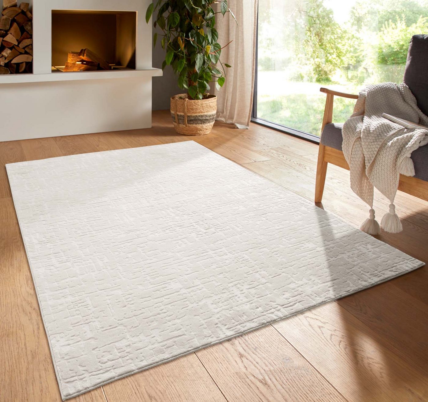 TaraCarpet Teppich TaraCarpet Homestyle 399 Vintage, rechteckig, Höhe: 10 mm, Vintage hoch-tief weich waschbar creme 60x120 Bild 3