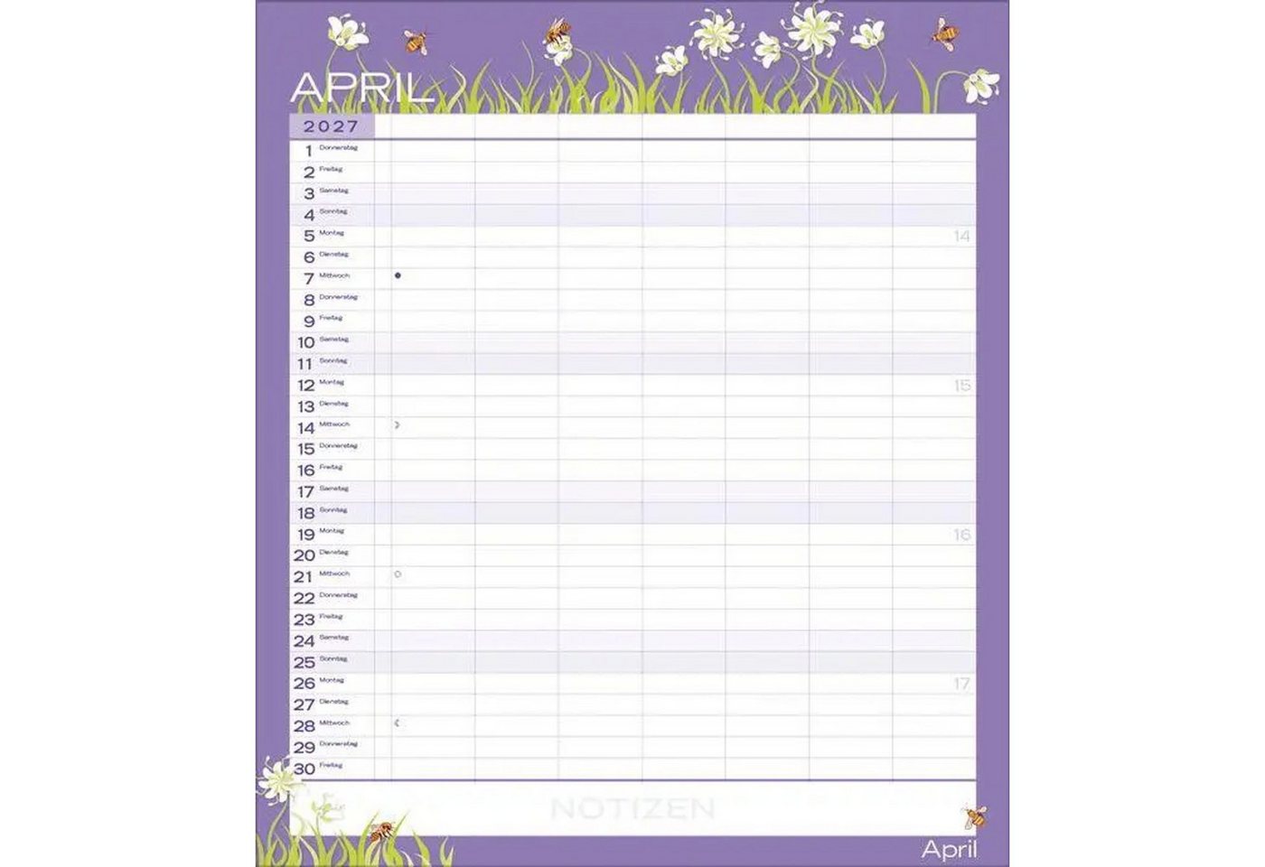 Korsch Verlag Wandkalender Multiplaner - Colour your time 2027