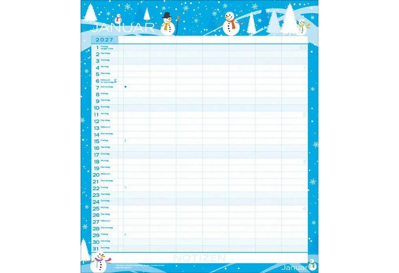 Korsch Verlag Wandkalender Multiplaner - Colour your time 2027 Bild 3