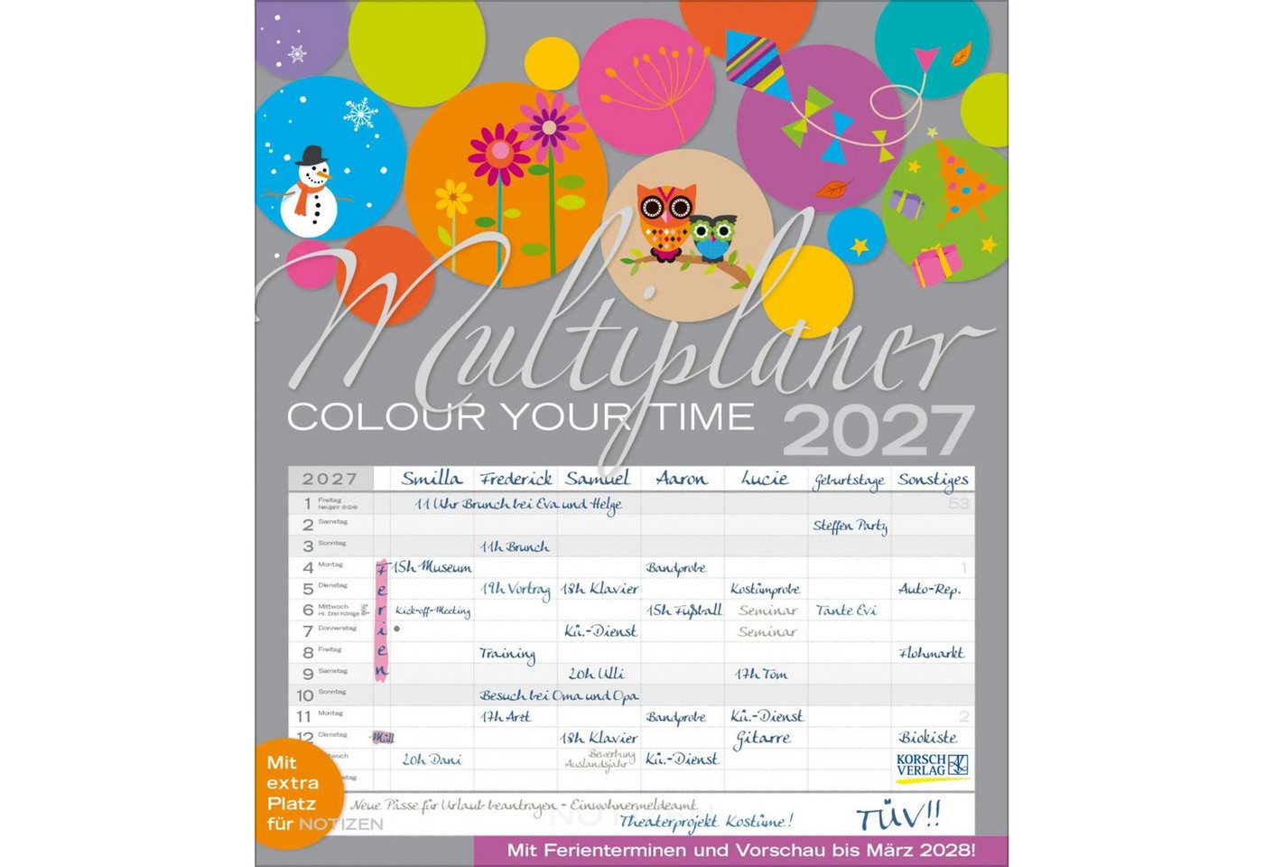 Korsch Verlag Wandkalender Multiplaner - Colour your time 2027 Bild 5