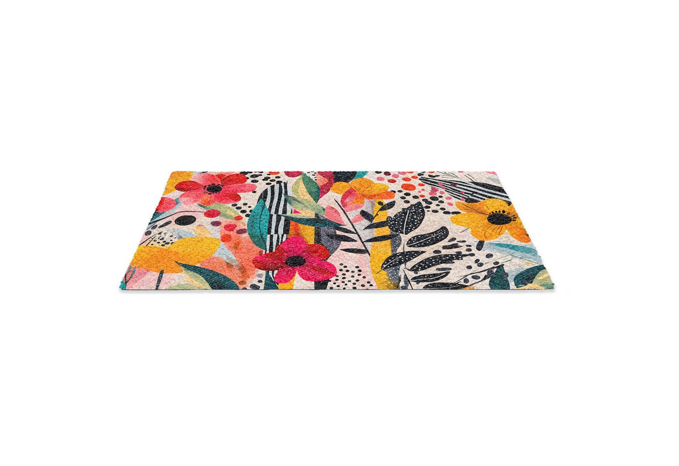 MuchoWow Fußmatte Blumen - Blätter - Abstrakt - Farbenfroh, Rechteckig, innen Schmutzfangmatte, Tür, Schmutzfänger Flur, Teppich 60x40 cm