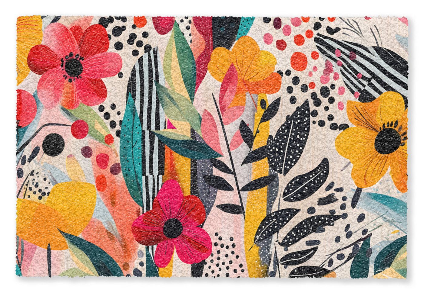 MuchoWow Fußmatte Blumen - Blätter - Abstrakt - Farbenfroh, Rechteckig, innen Schmutzfangmatte, Tür, Schmutzfänger Flur, Teppich 60x40 cm Bild 3