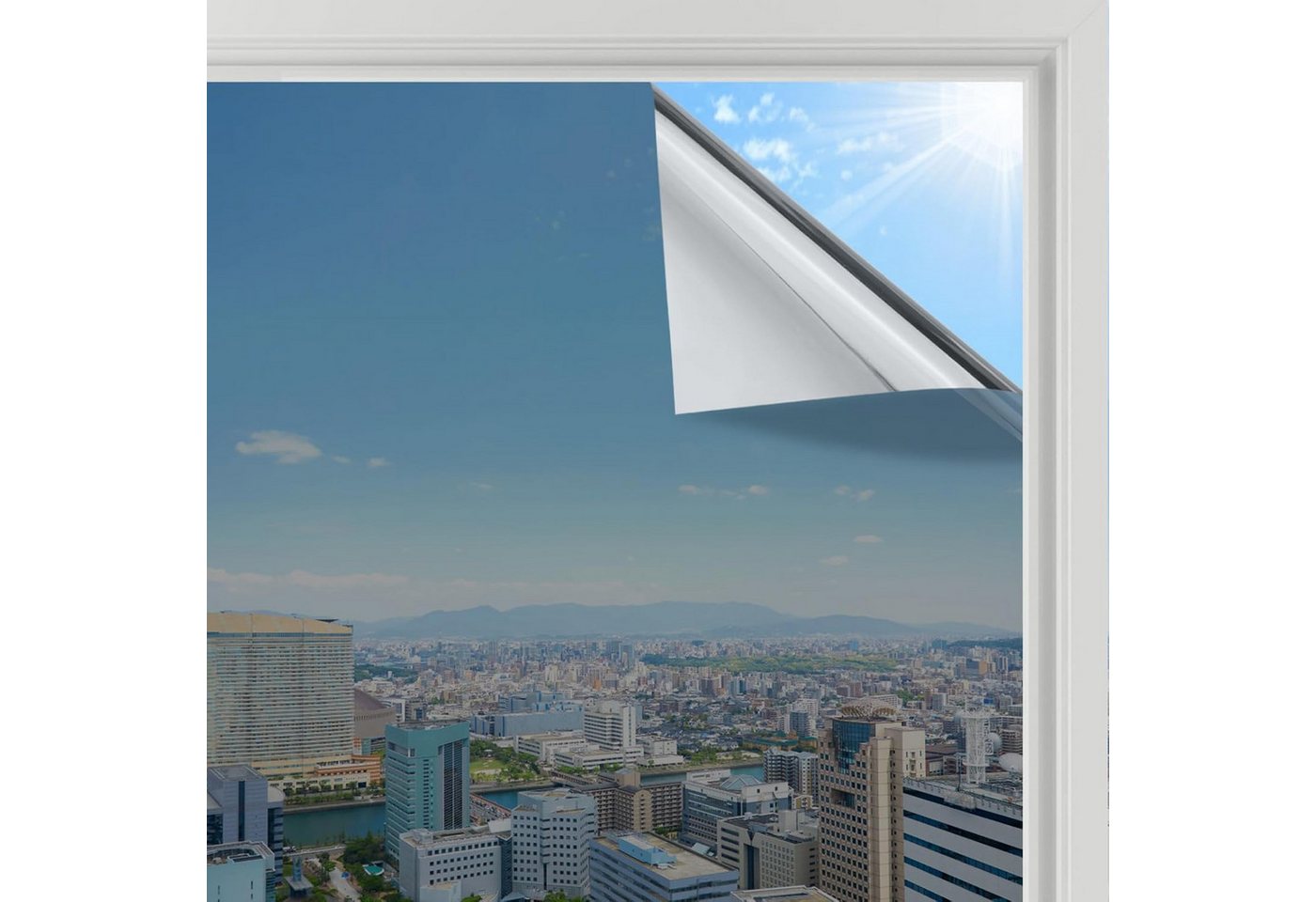 FELIXLEO Fensterfolie 2er Sonnenschutzfolie Fenster Spiegelfolie UV Hitzeschutz Silber Bild 5