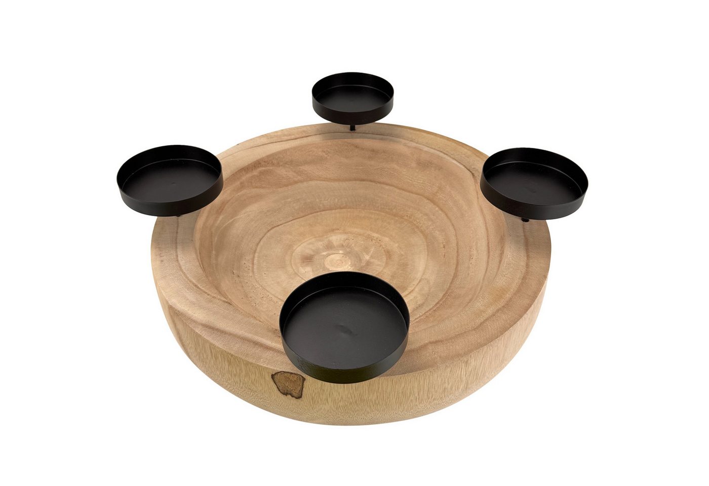 Online-Fuchs Adventskranz für 4 Stumpenkerzen - große Schale aus Paulownia Holz - Weihnachtsdeko, verbindet einen natürlichen Look mit vielen Gestaltungsmöglichkeiten