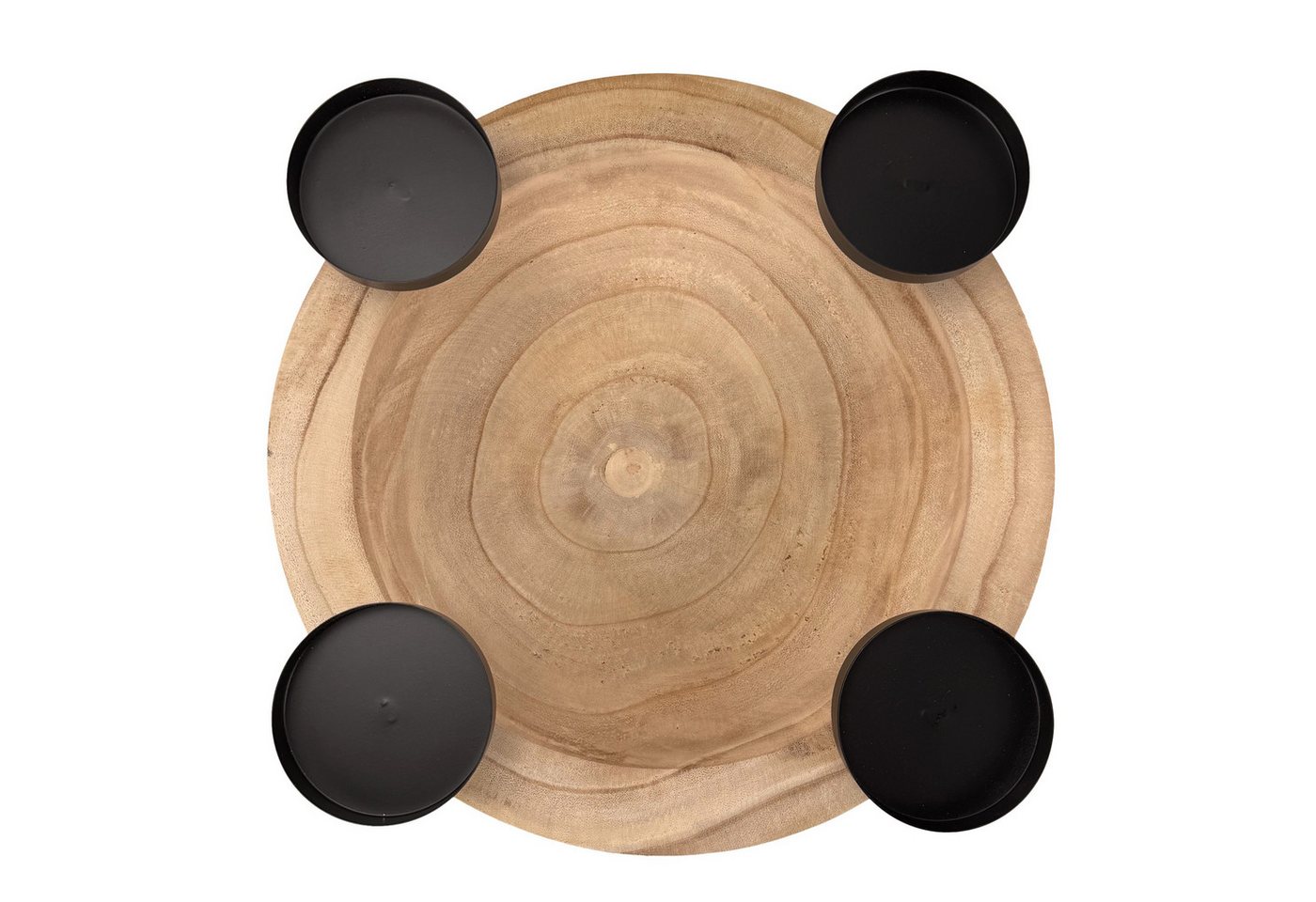Online-Fuchs Adventskranz für 4 Stumpenkerzen - große Schale aus Paulownia Holz - Weihnachtsdeko, verbindet einen natürlichen Look mit vielen Gestaltungsmöglichkeiten Bild 2