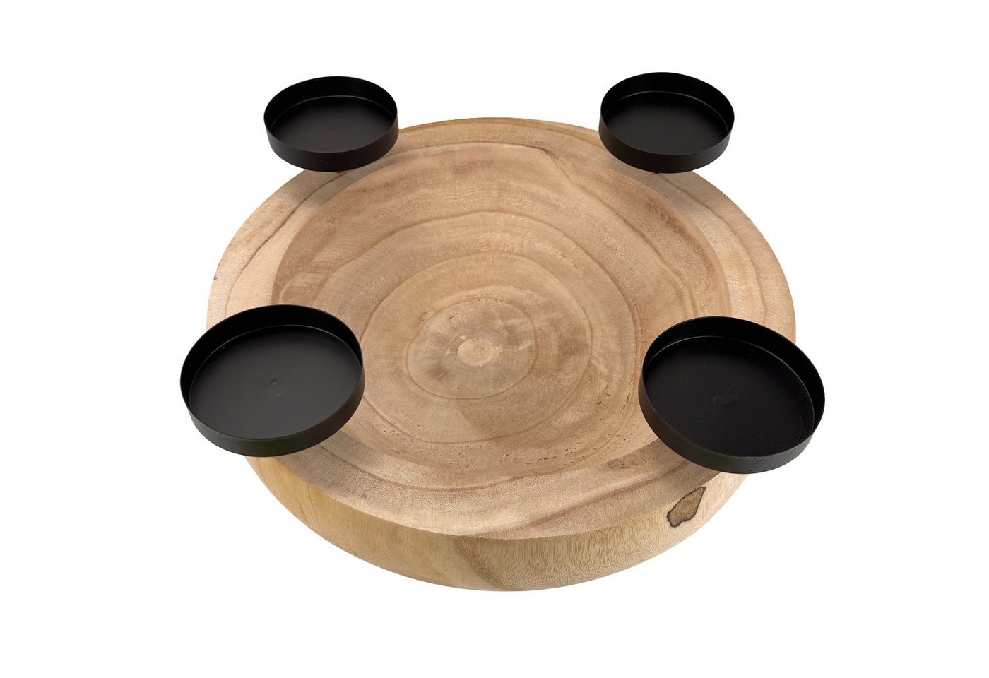 Online-Fuchs Adventskranz für 4 Stumpenkerzen - große Schale aus Paulownia Holz - Weihnachtsdeko, verbindet einen natürlichen Look mit vielen Gestaltungsmöglichkeiten Bild 3
