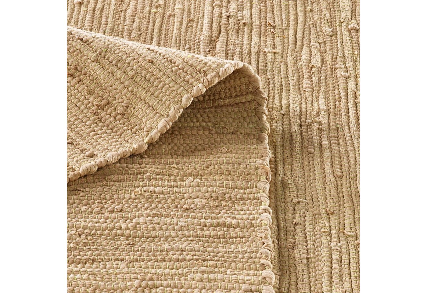 TaCa Home Teppich Handweb Flicken-Teppich Fleckerl, rechteckig, Höhe: 5 mm, Beige - 70 x 140 cm Bild 5