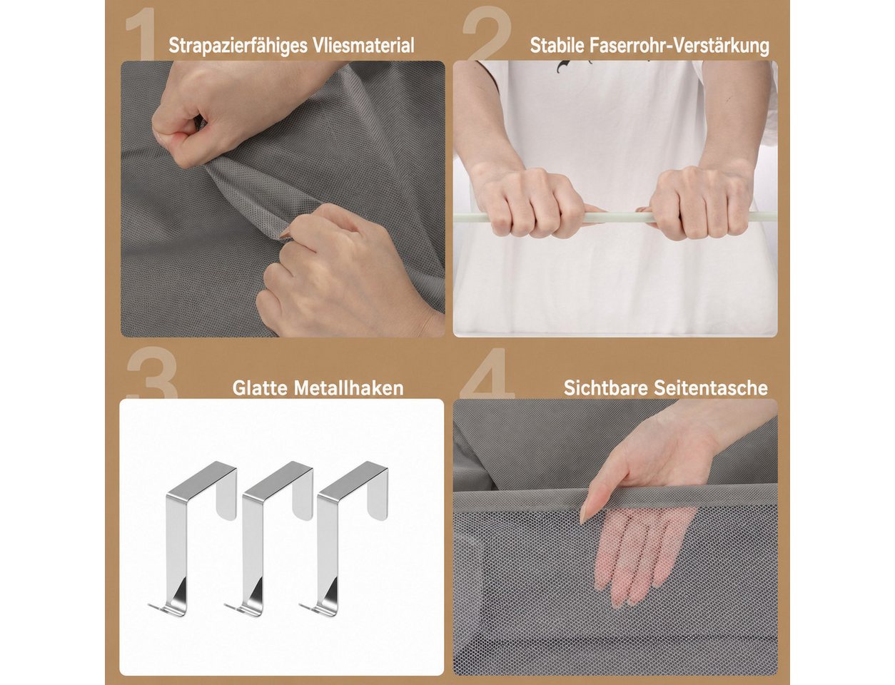 Diwzbyn Schuhregal Schuhorganizer Türhängend, 16–24 Paar mit Aufbewahrungstaschen, Platzsparende Aufbewahrung für Schuhe, Accessoires & mehr Bild 5