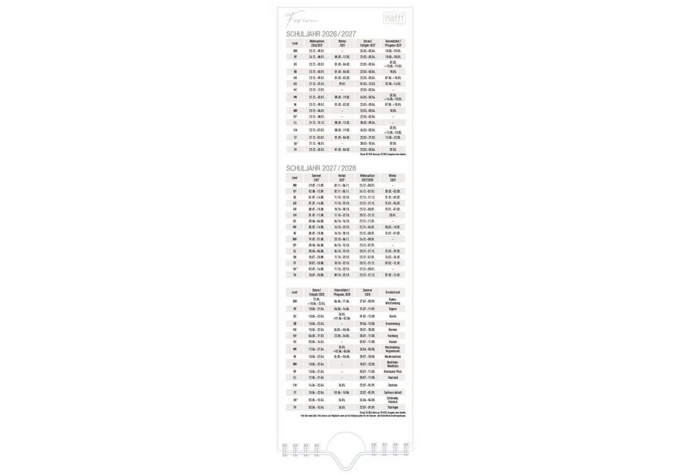 Häfft Wandkalender Streifenkalender kompakt 2027 Bild 3
