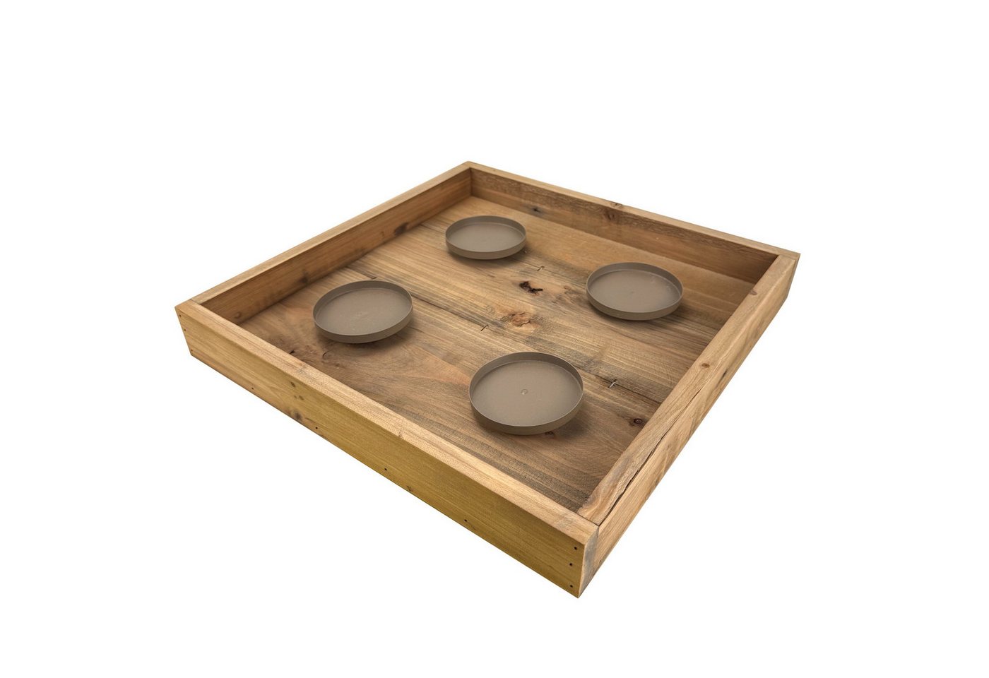 Online-Fuchs Adventskranz aus Holz für Stumpenkerzen - eckig & schlicht, Kerzenhalter aus Metall, viel Platz für Ihre individuellen Dekorationsideen Bild 3