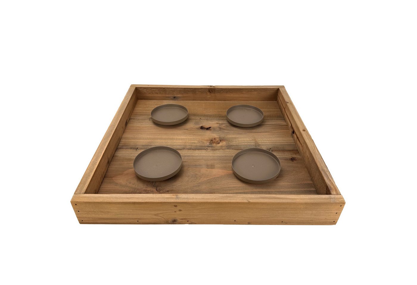 Online-Fuchs Adventskranz aus Holz für Stumpenkerzen - eckig & schlicht, Kerzenhalter aus Metall, viel Platz für Ihre individuellen Dekorationsideen Bild 4