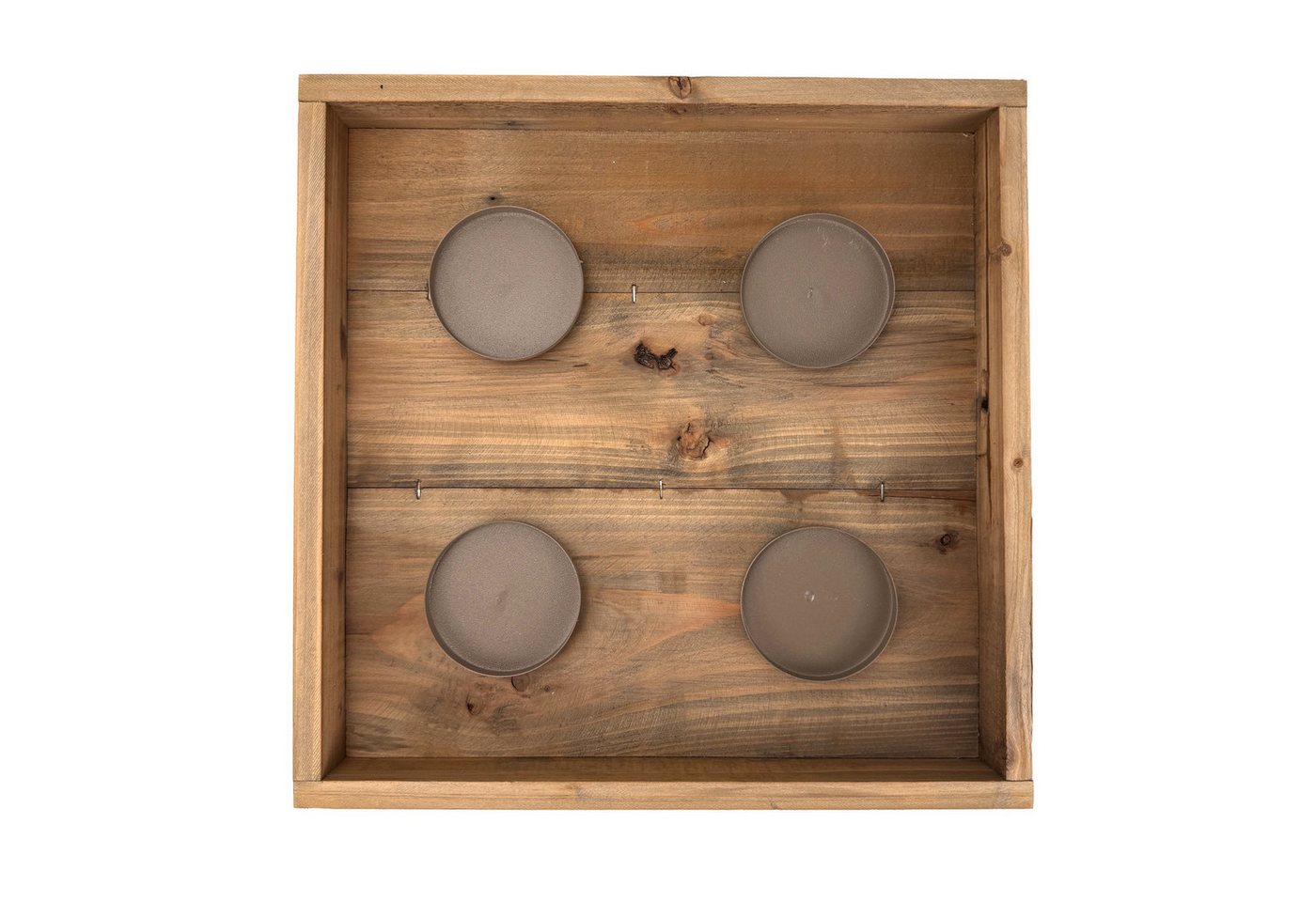 Online-Fuchs Adventskranz aus Holz für Stumpenkerzen - eckig & schlicht, Kerzenhalter aus Metall, viel Platz für Ihre individuellen Dekorationsideen Bild 5
