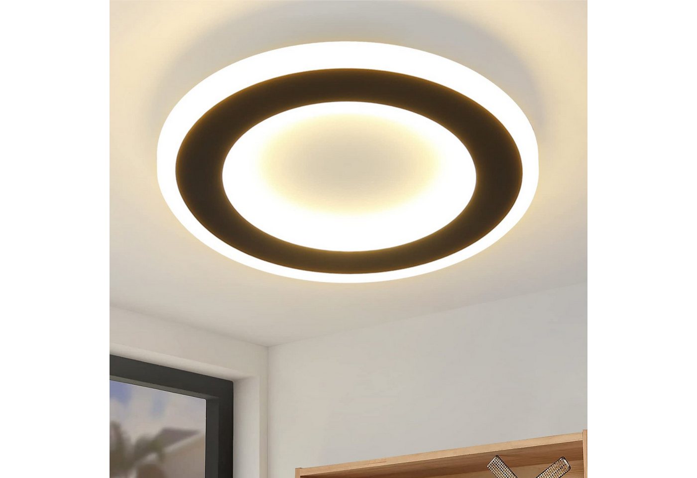 Nettlife LED Deckenleuchte Modern Schwarz Weiß Quadratisch Ø24cm 3000K, LED fest integriert, Warmweiß, für Wohnzimmer Schlafzimmer Küche Flur Bild 2