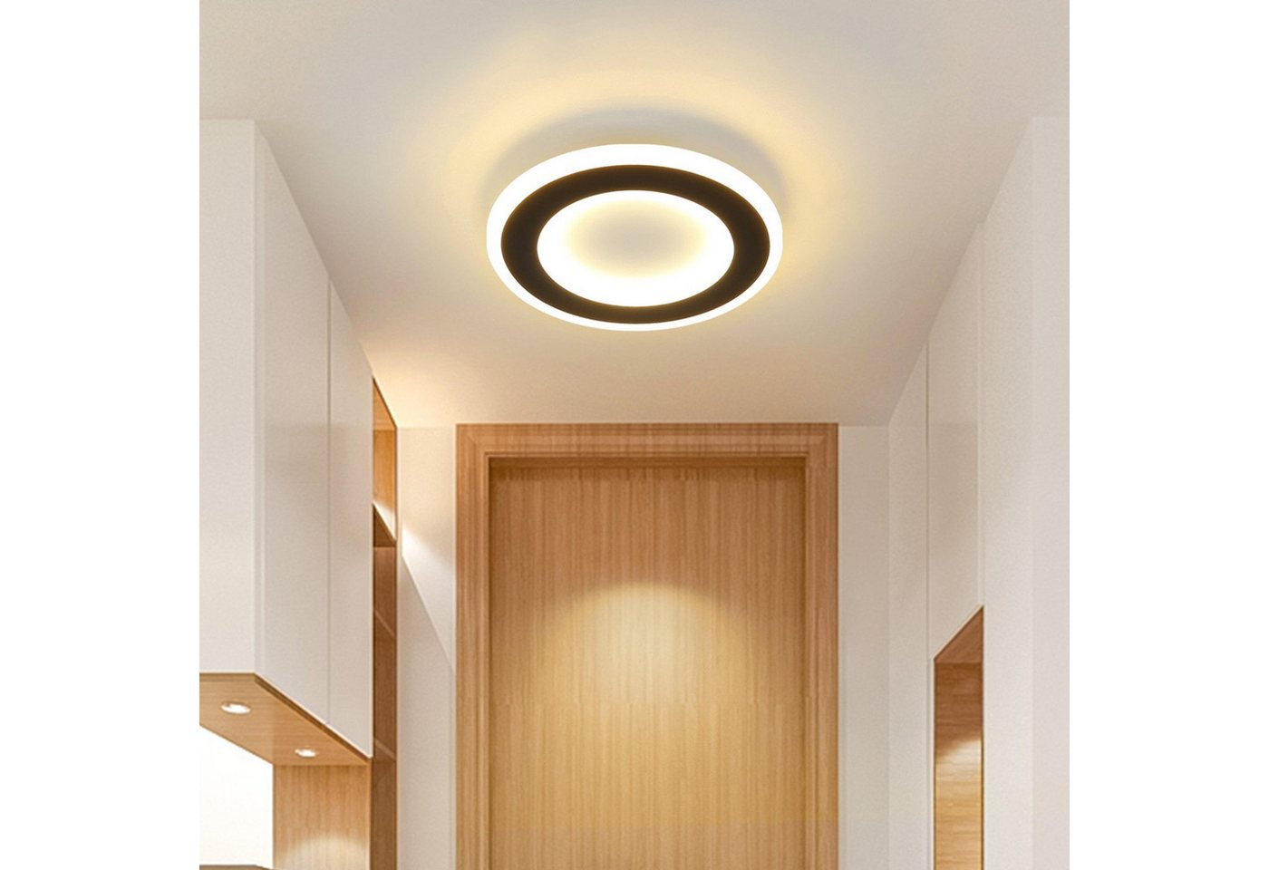 Nettlife LED Deckenleuchte Modern Schwarz Weiß Quadratisch Ø24cm 3000K, LED fest integriert, Warmweiß, für Wohnzimmer Schlafzimmer Küche Flur Bild 5