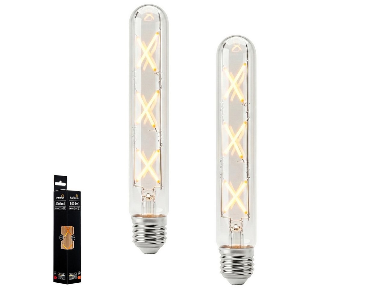 hofstein LED-Leuchtmittel 2er Set Glühbirne Warmweiß dimmbar 5 Watt, 2700 Kelvin, 500 Lumen, Röhre Vintage, Filament, Klar Bild 4