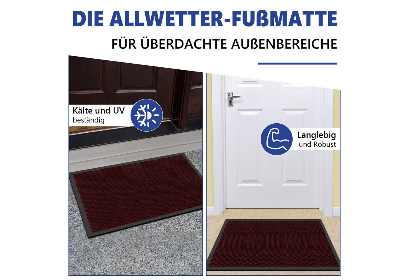 SunJas Fußmatte rutschfeste Fußmatte schmutzfangmatte für Innen & Außen, Rechteckig, Höhe: 5 mm, Eingangsmatte,Küchenfußmatte,Türmatte,waschbar,rutschhemmend Bild 2