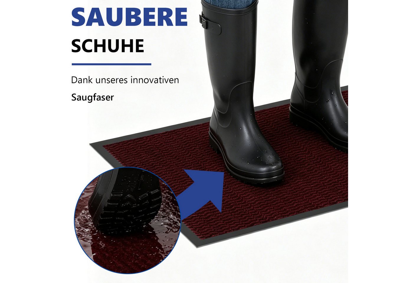 SunJas Fußmatte rutschfeste Fußmatte schmutzfangmatte für Innen & Außen, Rechteckig, Höhe: 5 mm, Eingangsmatte,Küchenfußmatte,Türmatte,waschbar,rutschhemmend Bild 4