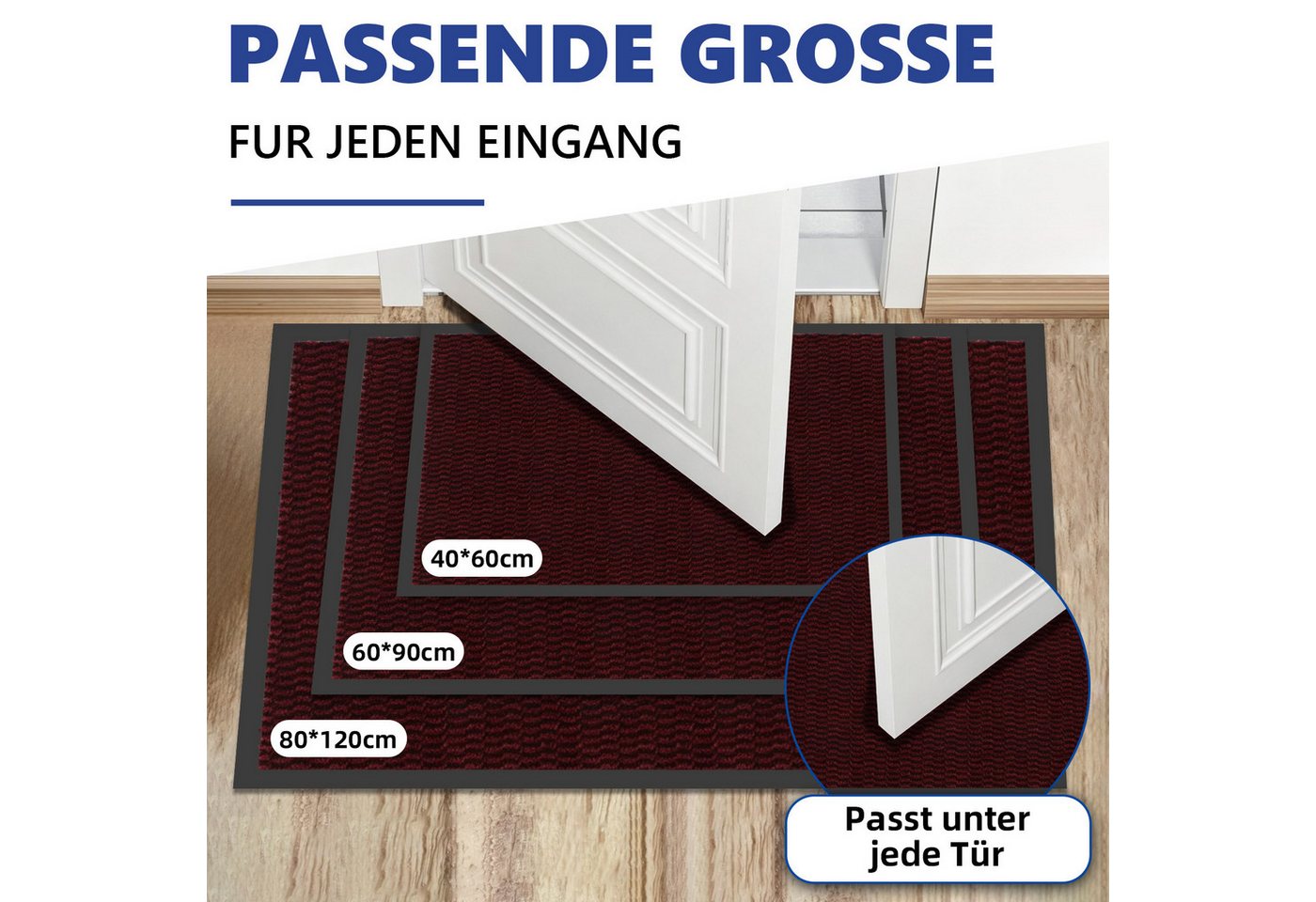 SunJas Fußmatte rutschfeste Fußmatte schmutzfangmatte für Innen & Außen, Rechteckig, Höhe: 5 mm, Eingangsmatte,Küchenfußmatte,Türmatte,waschbar,rutschhemmend Bild 5