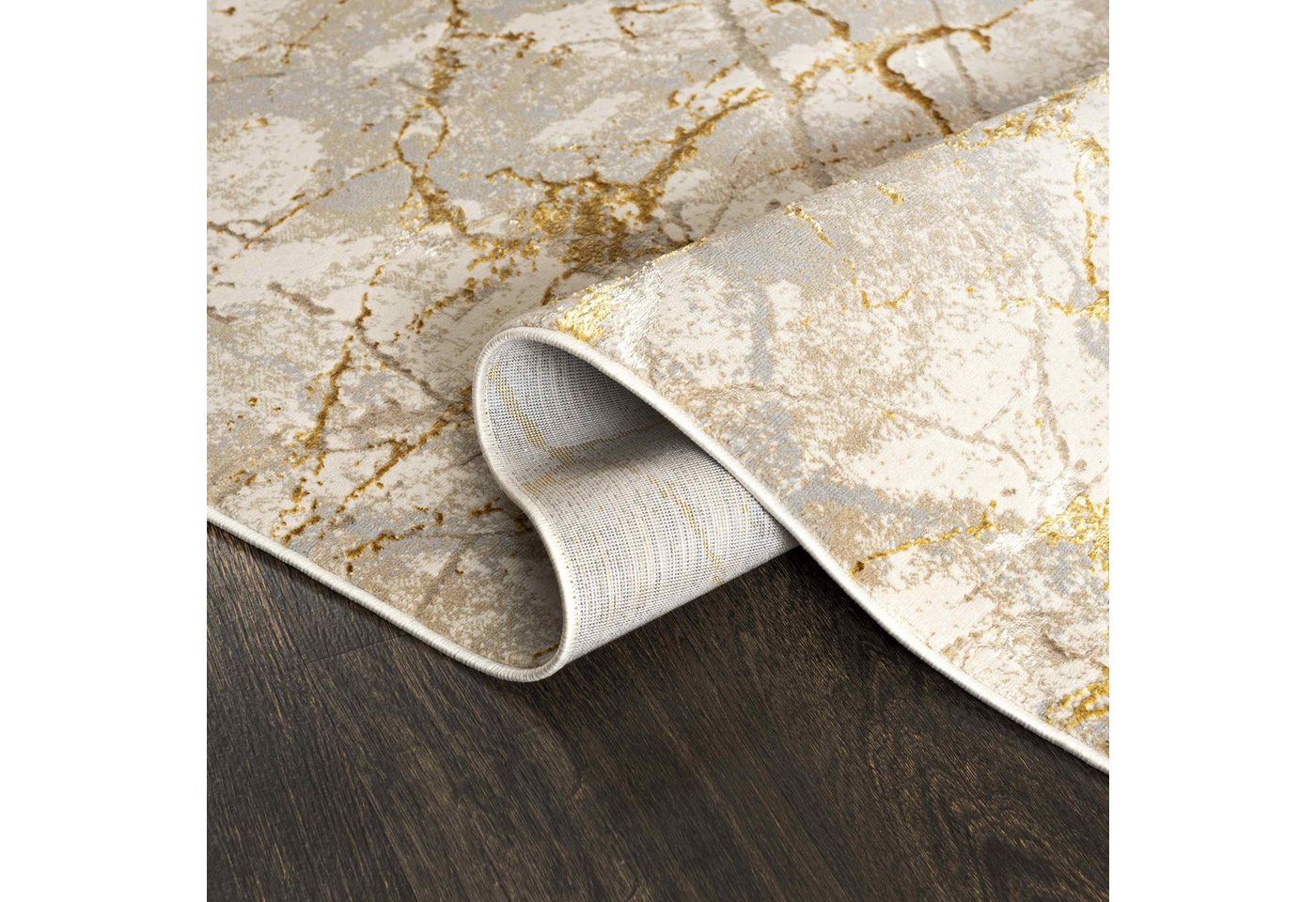 Mazovia Läufer Läufer Glamour Abstrakt Braun Grau Flur, Schlafzimmer, Diele, 70 x 100 cm, Fußbodenheizung Bild 4