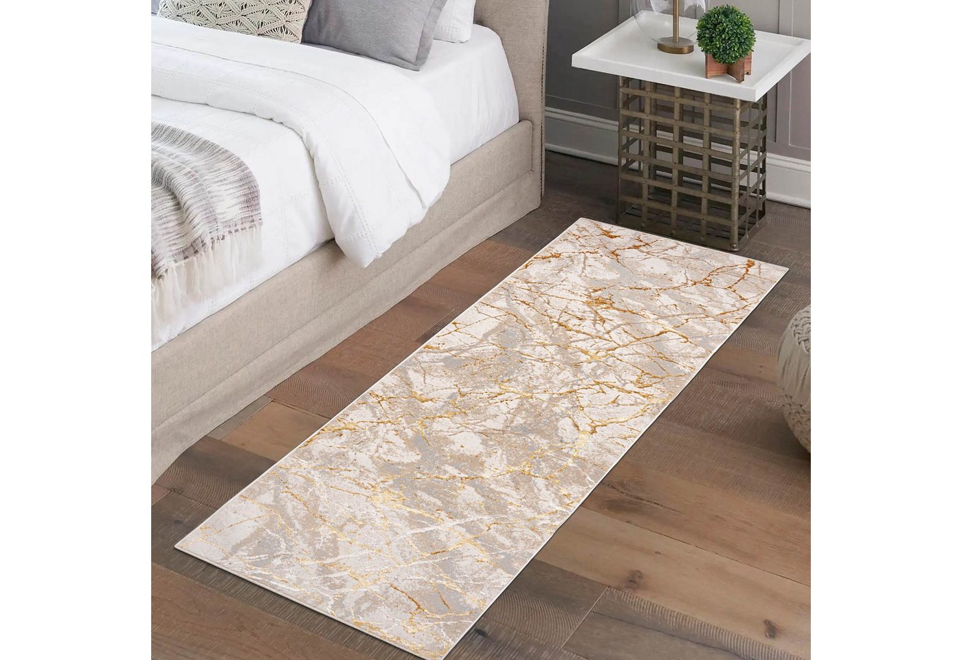 Mazovia Läufer Läufer Glamour Abstrakt Braun Grau Flur, Schlafzimmer, Diele, 70 x 100 cm, Fußbodenheizung Bild 5