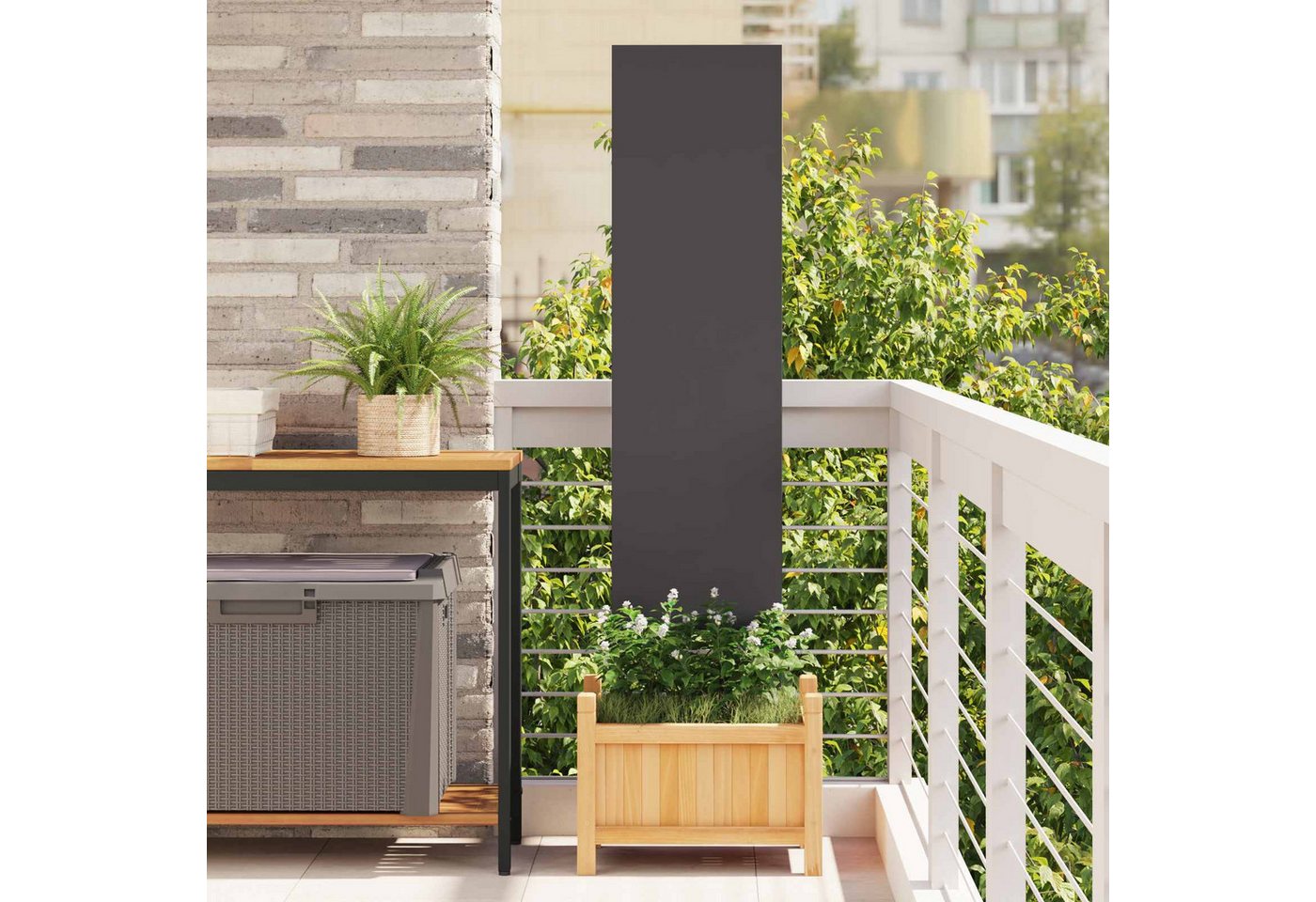 vidaXL Wandbild Garten Sichtschutz-Leinwand Schwarz 32 x 140 cm, (1 St) Bild 3
