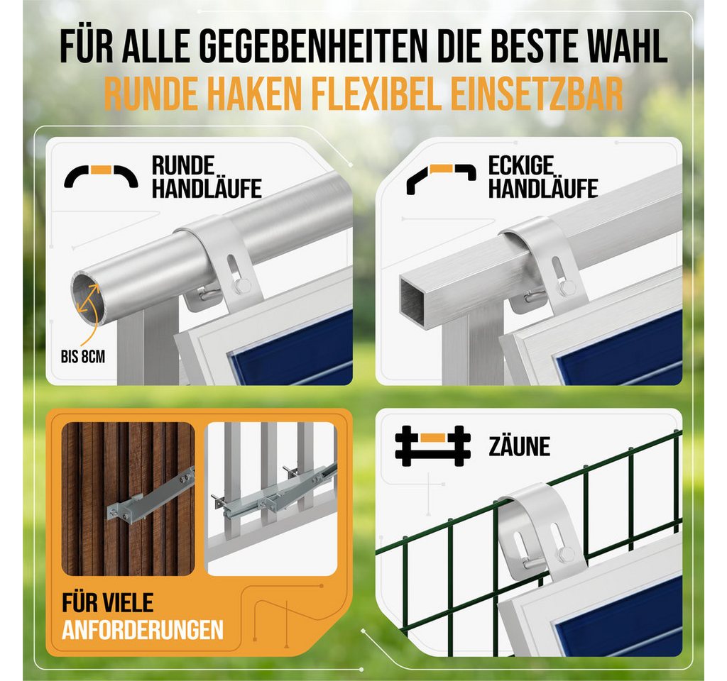 Lichtblicker Solarmodul-Halterung Balkonkraftwerk Halterung Balkon, Zaun etc. für 1 oder 2 Module, (Modulbreite unabhängig. Modulhöhe unabhängig., Witterungsbeständiges Aluminium, Edelstahlhaken und -schrauben) Bild 5