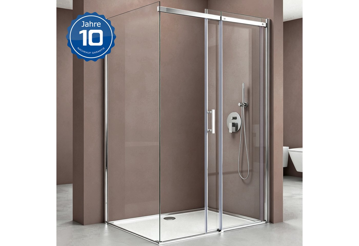 doporro Eckdusche Duschkabine Duschabtrennung 8mm ESG mit Nano-Beschichtung H:195cm R18, BxT: 100x70 cm, Einscheibensicherheitsglas, ohne oder mit duschtasse Bild 2
