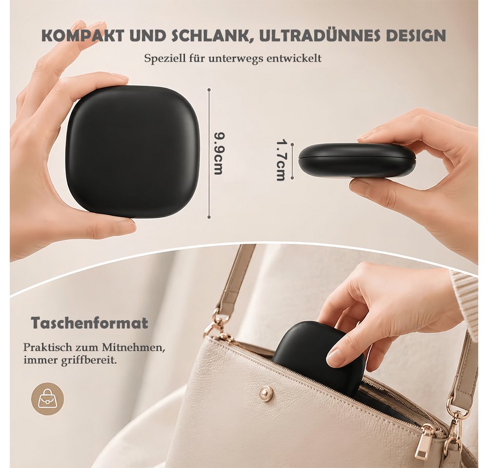 AFKSMILE Kosmetikspiegel Taschenspiegel mit Beleuchtun, Zweiseitiger Handspiegel für Makeup, Wiederaufladbarer Kleiner Reisespiegel mit Licht, 1X/10xVergrößerung Bild 3