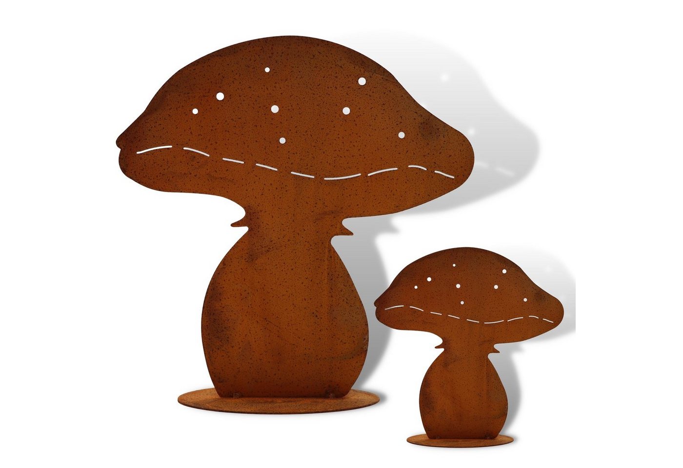 Rostikal Gartenfigur Edelrost Pilzfigur 2er-Set – Herbstdeko aus Metall für Garten & Beet, (Set), Wetterfeste Rost Pilz Deko – ganzjährig für draußen nutzbar Bild 4