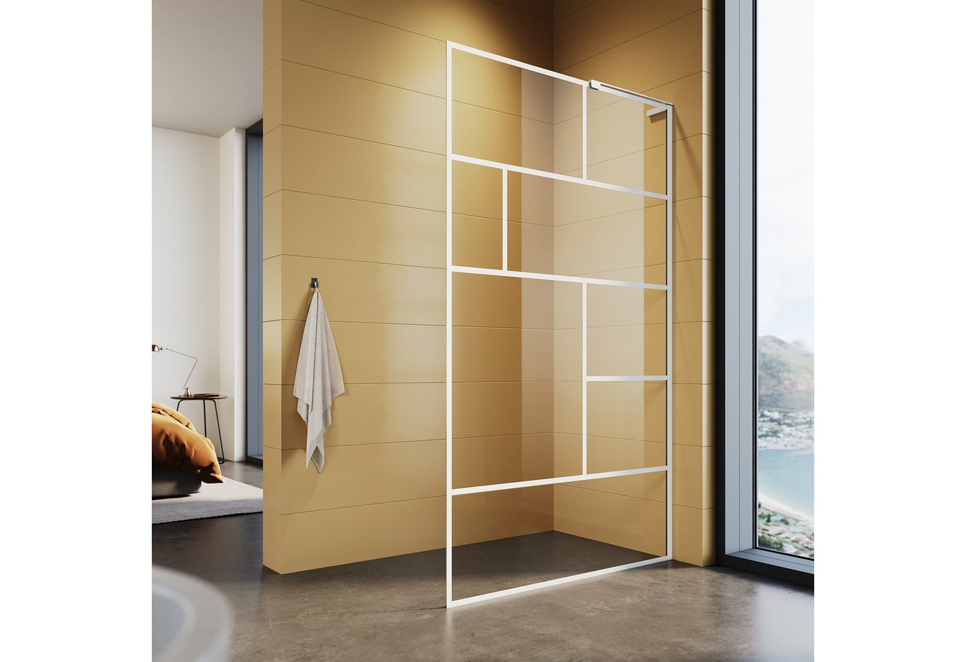 SONNI Walk-in-Dusche Walk in Duschwand Weiß 90/100/120cm Duschkabinen Bild 2