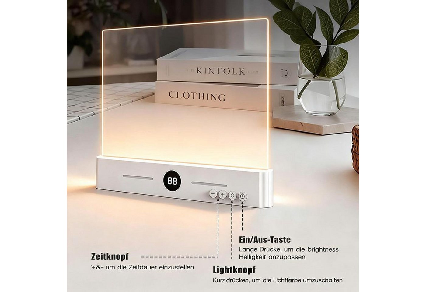 FELIXLEO LED Schreibtischlampe LED Buchlampe USB C dimmbar mit Timer 1200mAh Akku Bild 4