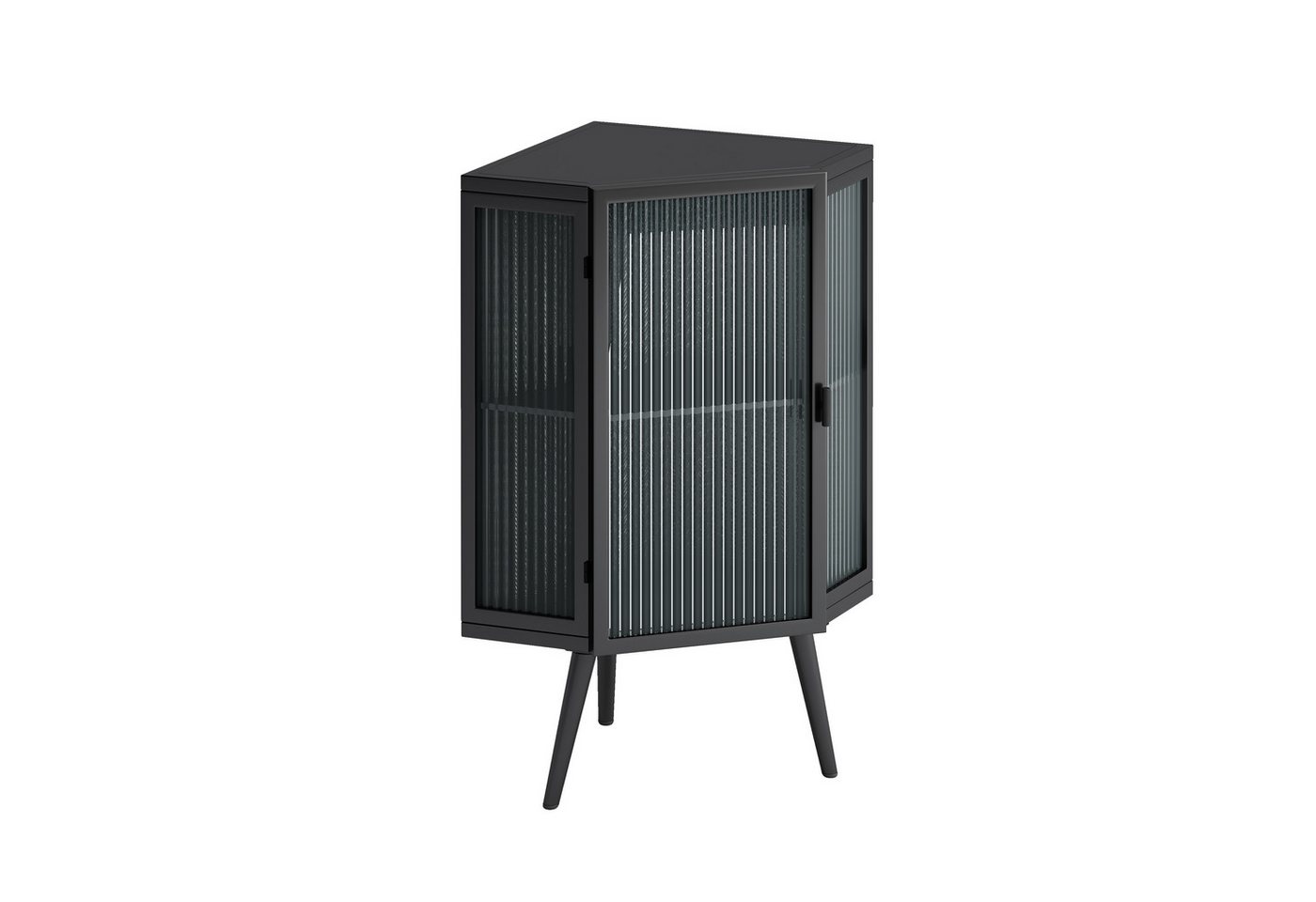 Celya Eckregal Eck-Unterschrank mit Tür aus gehärtetem Glas und verstellbarem Regal, für Badezimmer, Wohnzimmer, Schlafzimmer,Schwarz Bild 2