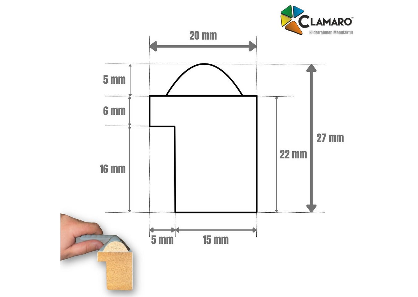 Clamaro Bilderrahmen Gold Bubble nach Maß, 20mm Holz