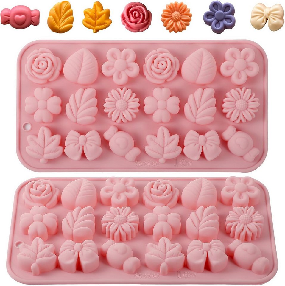 FELIXLEO Backform Silikonform Blumen Seife Pralinen Kerzen DIY 3D 2 Stück, (1-tlg) Bild 2