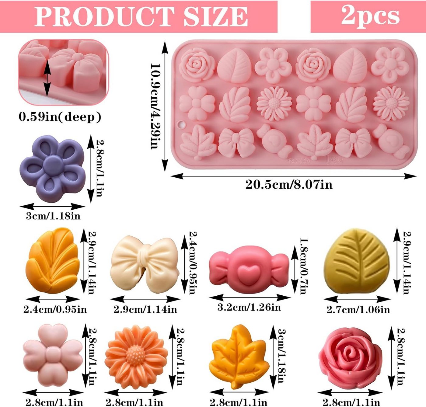 FELIXLEO Backform Silikonform Blumen Seife Pralinen Kerzen DIY 3D 2 Stück, (1-tlg) Bild 3