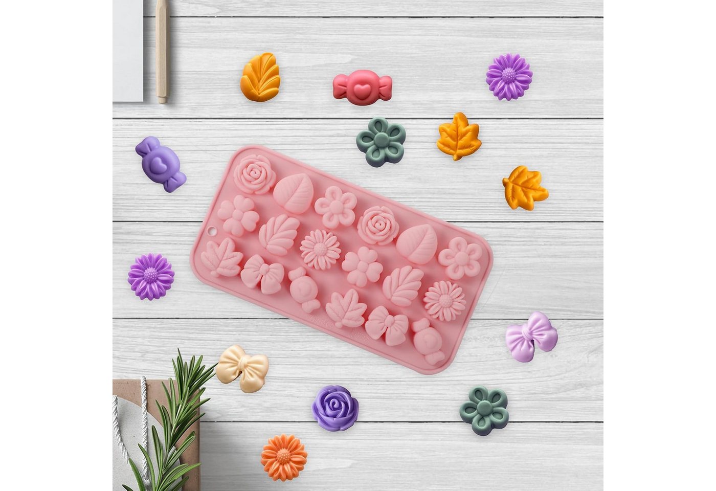 FELIXLEO Backform Silikonform Blumen Seife Pralinen Kerzen DIY 3D 2 Stück, (1-tlg) Bild 4
