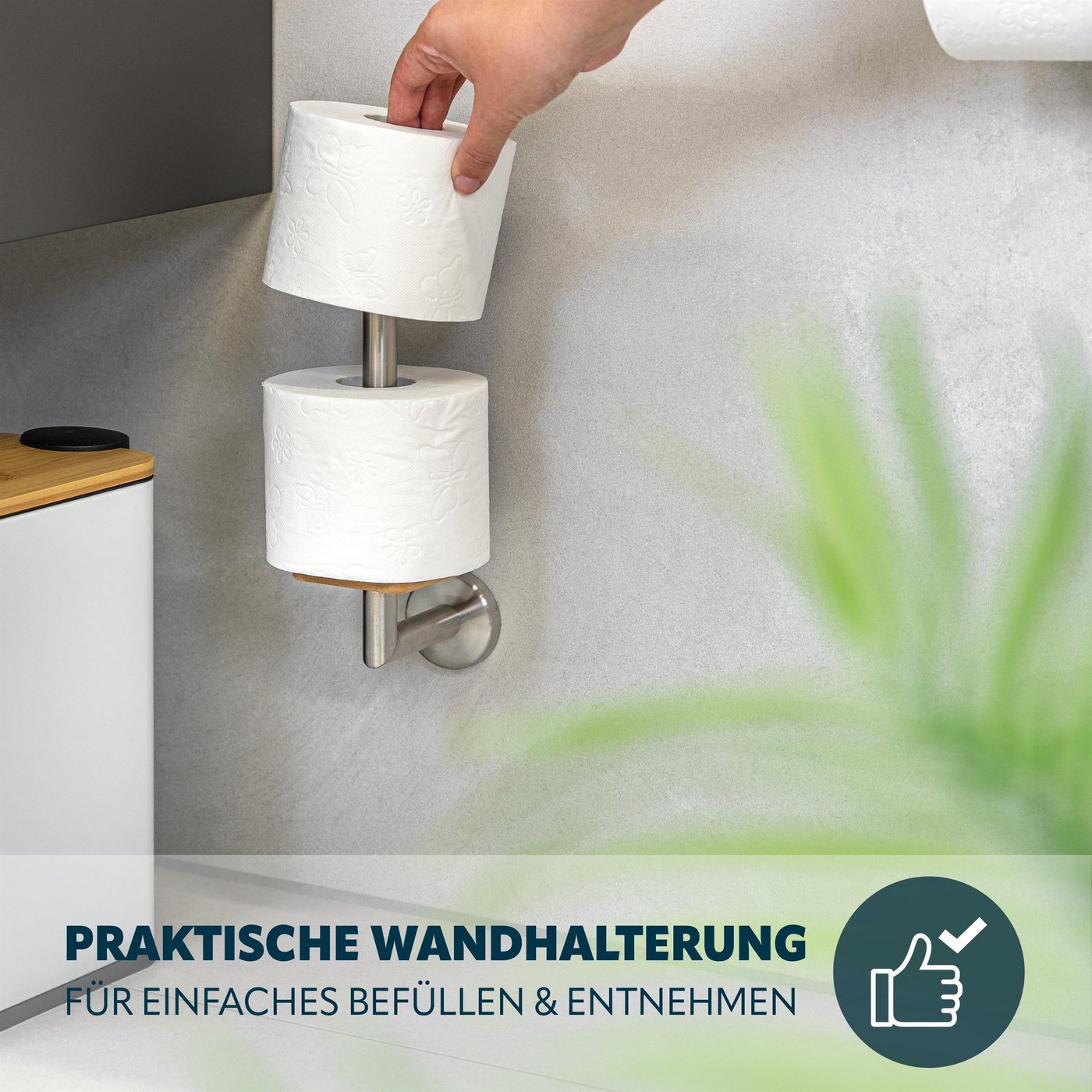 bremermann Toiletten-Ersatzrollenhalter Bad-Serie PIAZZA BAMBUS - mit Bambusboden und Edelstahl (1-St)