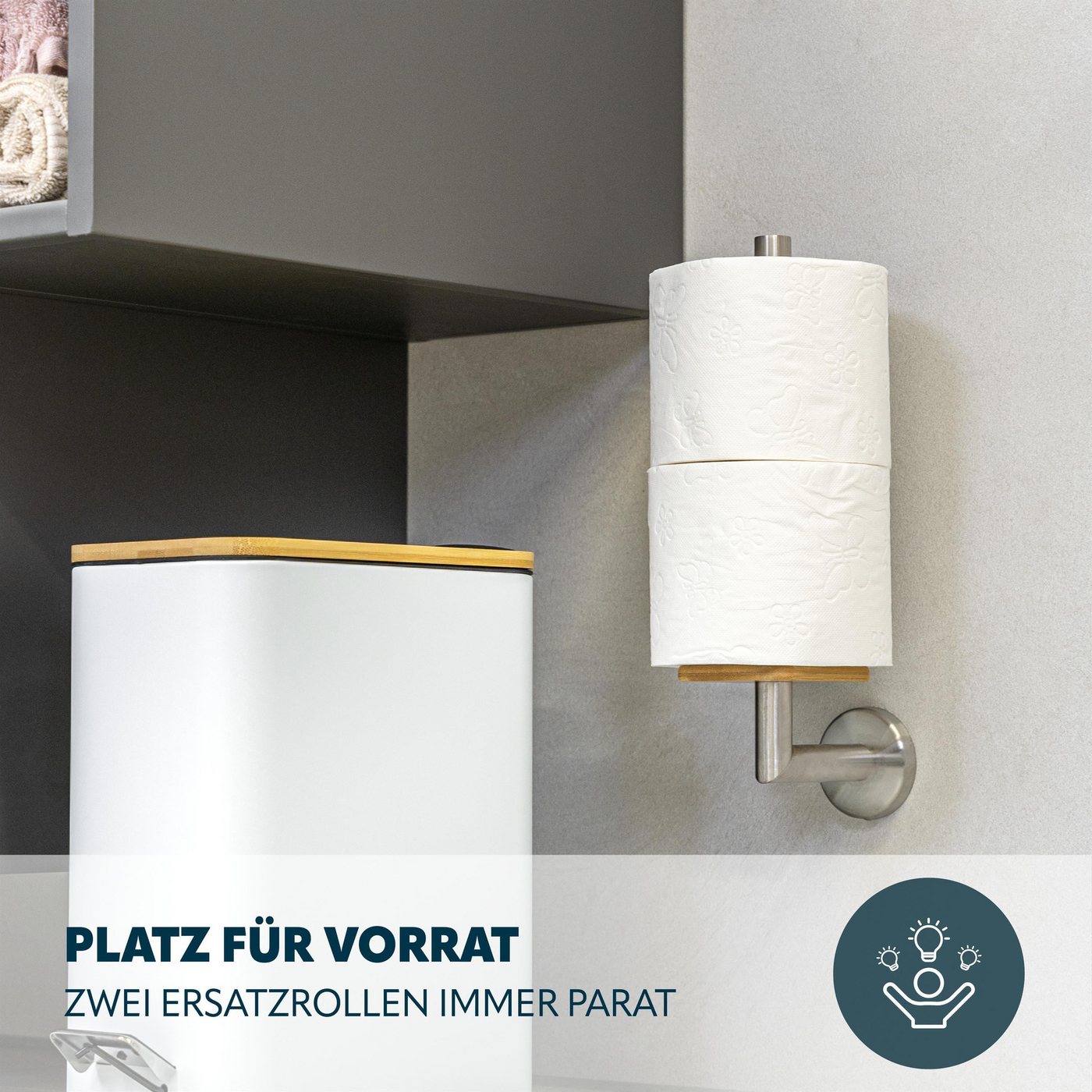bremermann Toiletten-Ersatzrollenhalter Bad-Serie PIAZZA BAMBUS - mit Bambusboden und Edelstahl (1-St) Bild 3