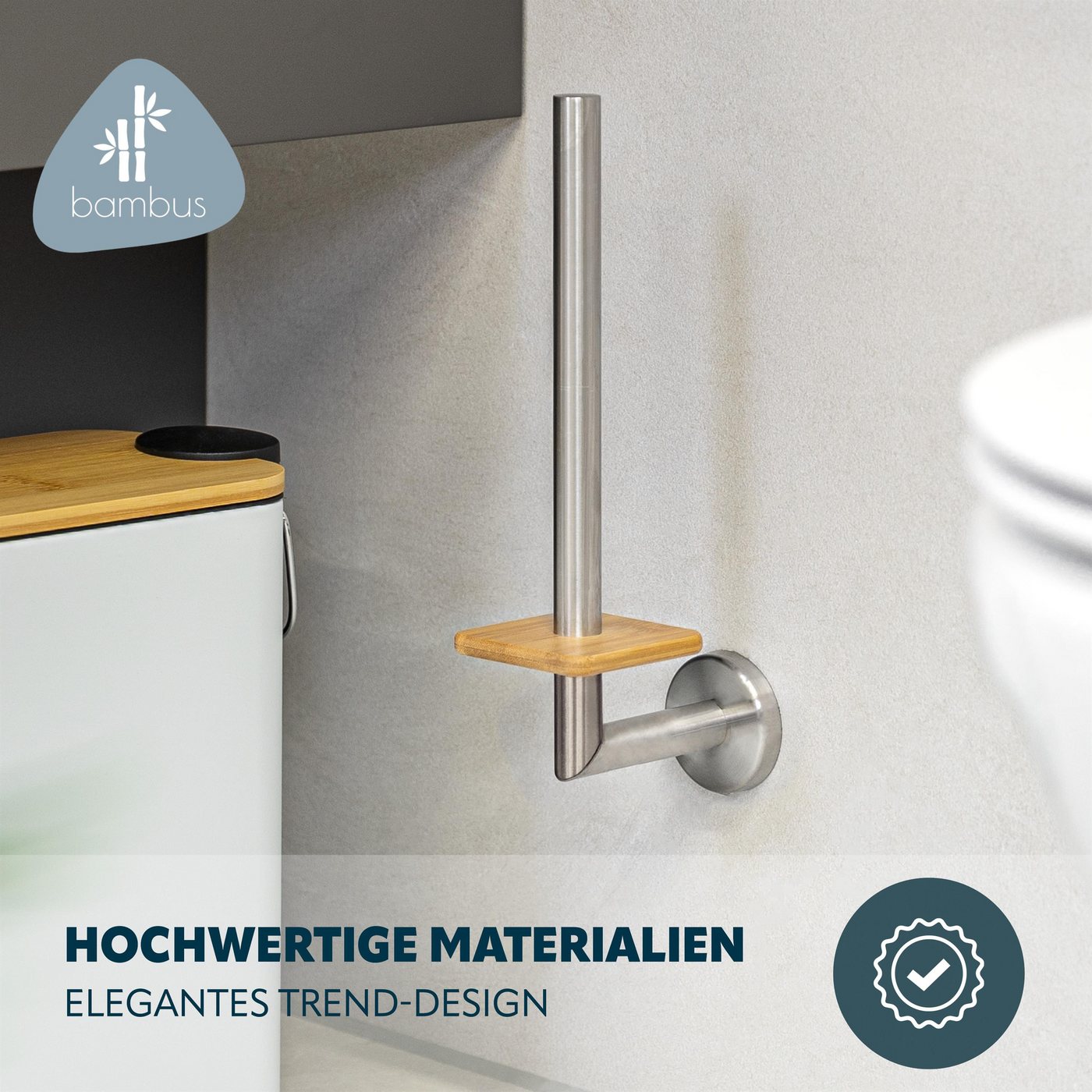 bremermann Toiletten-Ersatzrollenhalter Bad-Serie PIAZZA BAMBUS - mit Bambusboden und Edelstahl (1-St) Bild 4