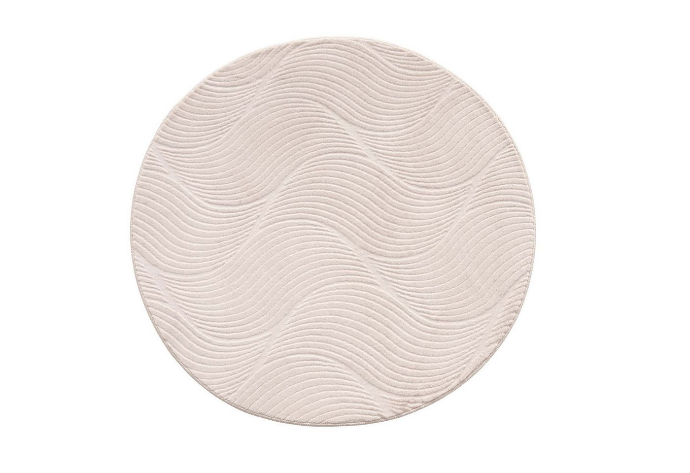 TaraCarpet Teppich TaraCarpet Homestyle 392 Shell, rund, Höhe: 10 mm, Felloptik hoch-tief weich waschbar Düne beige 80x80 rund