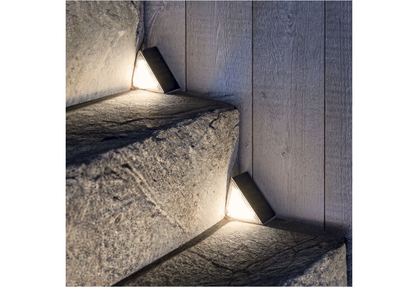 Sarcia.eu LED Solarleuchte 2er-Set LED-Solarlampen, wasserdichte Treppenlampen, warmweiß