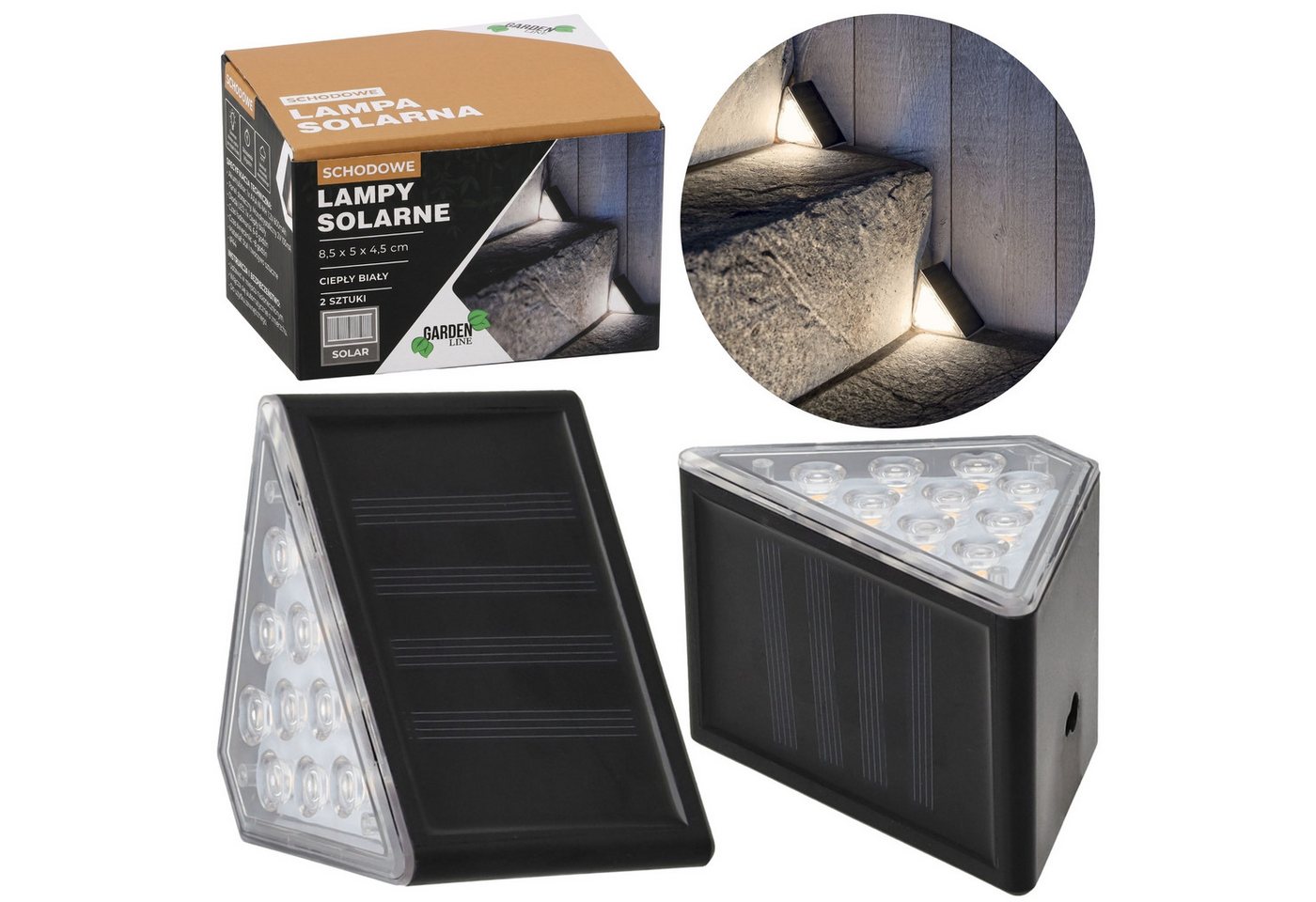 Sarcia.eu LED Solarleuchte 2er-Set LED-Solarlampen, wasserdichte Treppenlampen, warmweiß Bild 2