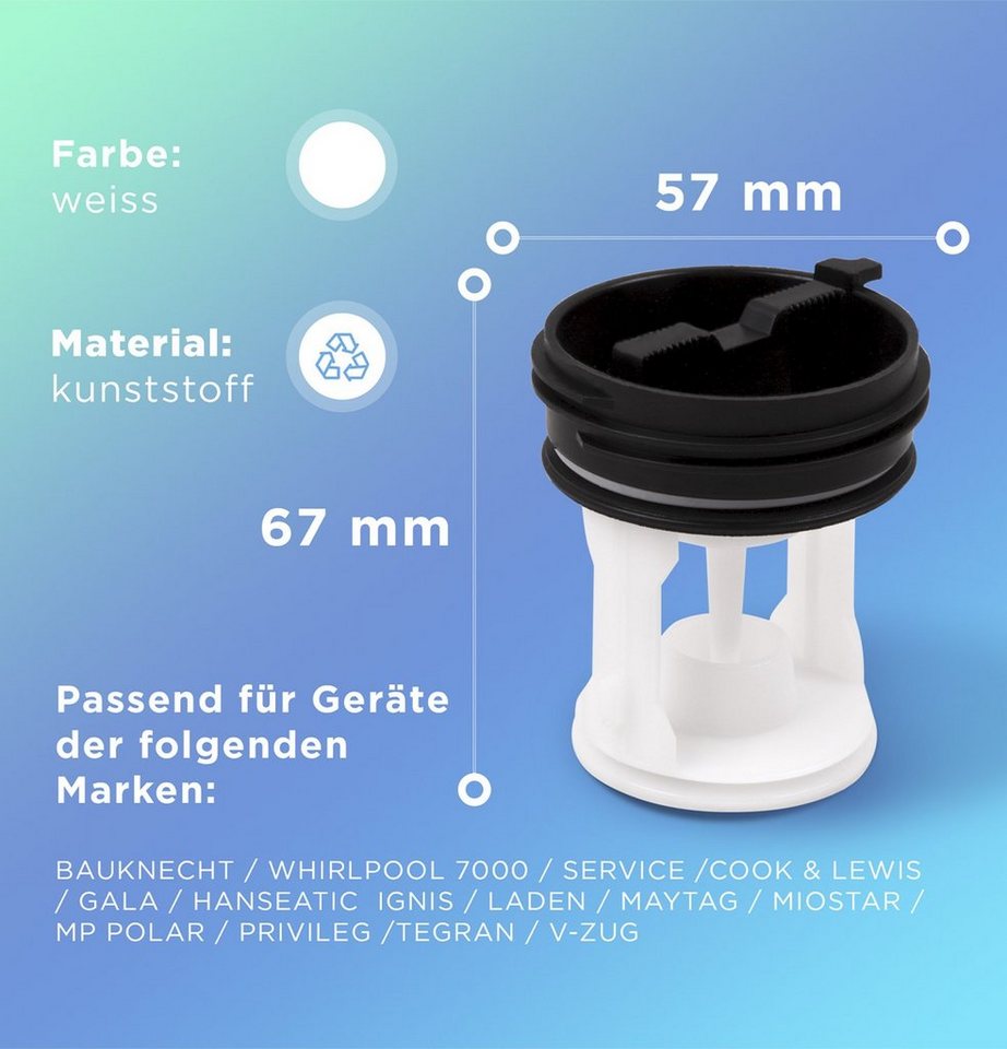 VIOKS Ersatzfilter Flusensieb Ersatz für Whirlpool 481248058385 C00312342, für Waschmaschine Bild 5