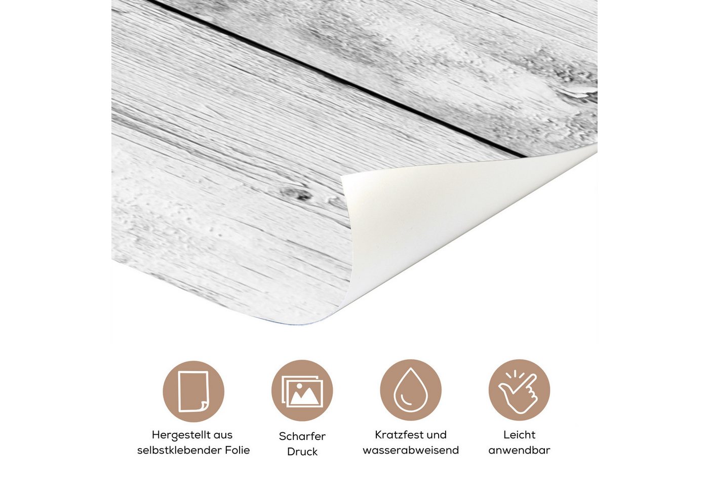MuchoWow Türtapete Vintage - Holz - Grau - Weiß, Matt, bedruckt, (1 St), Selbstklebende Tapete, Folie für Möbel, 75x205 cm Bild 3