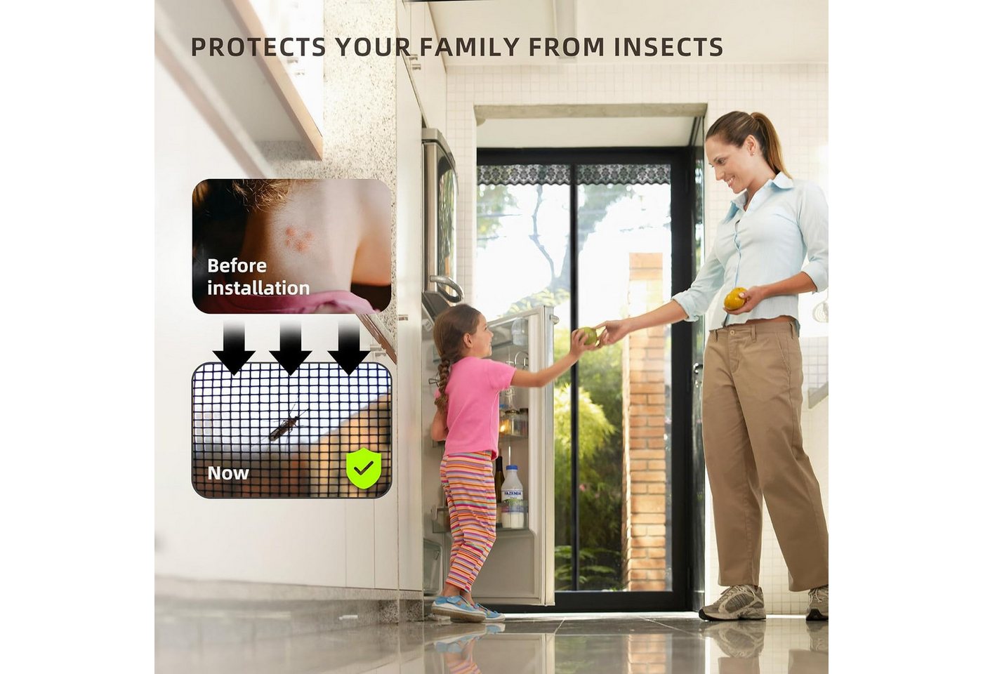 EXTSUD Insektenschutz-Vorhang Fiberglas Magnet Fliegengitter Tür ohne Bohren 75x220 cm, (Automatisches Schließen, Magnetischer Fliegenvorhang Moskitonetz), Insektenschutz für Balkontür Kellertür Terrassentür Klebemontage Bild 2