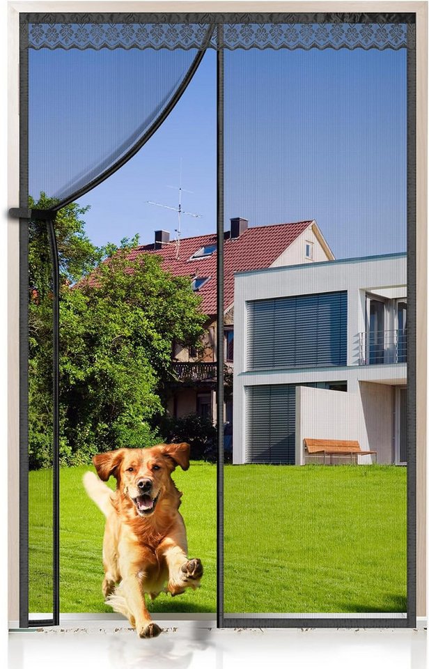 EXTSUD Insektenschutz-Vorhang Fiberglas Magnet Fliegengitter Tür ohne Bohren 75x220 cm, (Automatisches Schließen, Magnetischer Fliegenvorhang Moskitonetz), Insektenschutz für Balkontür Kellertür Terrassentür Klebemontage Bild 4