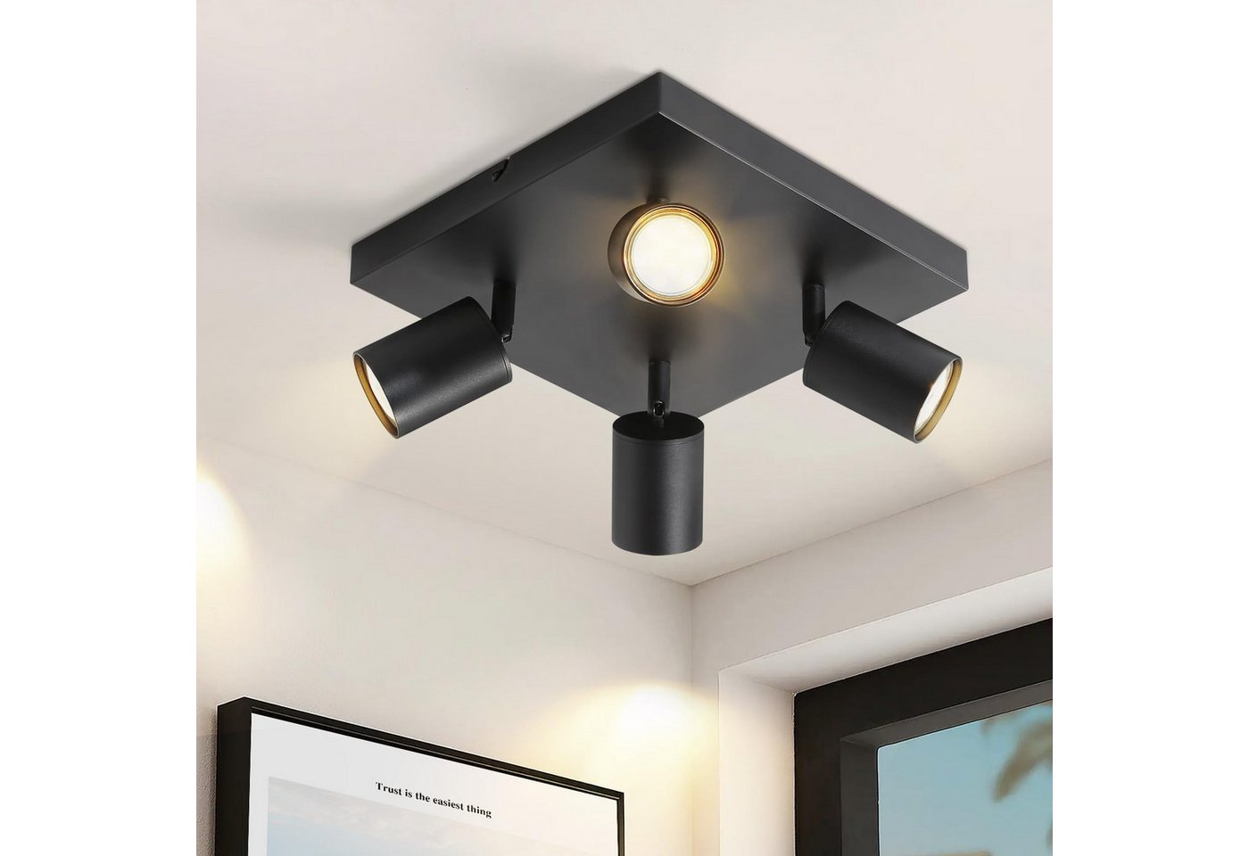 Nettlife Deckenstrahler Indoor 4/6flammig GU10 Weiß/Schwarz Moderne Deckenspot, 350° Schwenkbar, ohne Leuchtmittel, für Wohnzimmer Schlafzimmer Küche Flur Bild 2