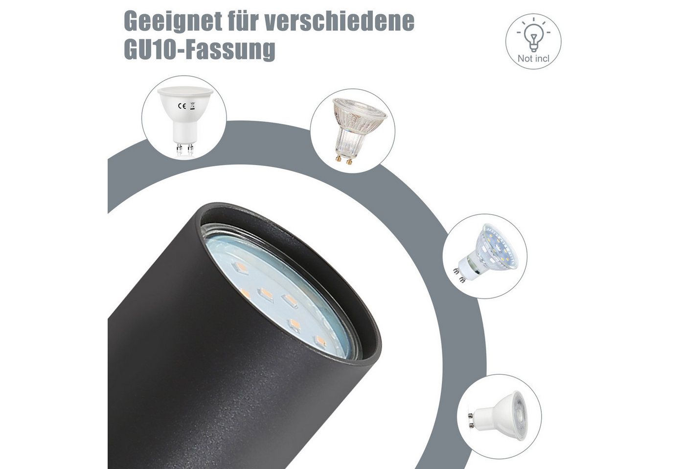 Nettlife Deckenstrahler Indoor 4/6flammig GU10 Weiß/Schwarz Moderne Deckenspot, 350° Schwenkbar, ohne Leuchtmittel, für Wohnzimmer Schlafzimmer Küche Flur Bild 5